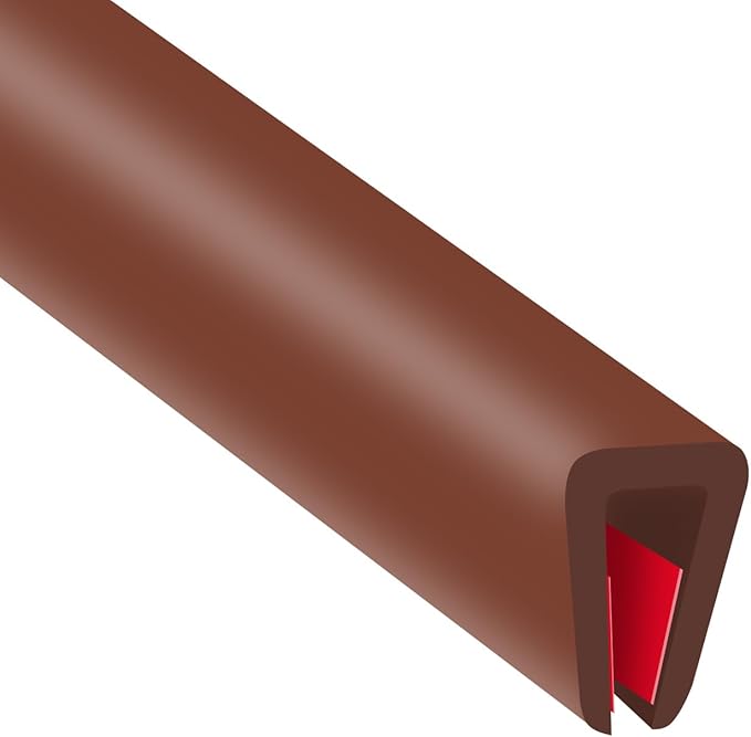 Rubber Edge Trim, Flexible Edge Trim for Sharp Edge, 1/8" U Channel Edge Protector, Self Adhesive Edge Guards for Plywood and Glass Parts, 20Ft, Brown Color