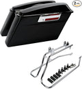 XFMT Hard Saddlebags Saddle Bag Turnk W/Chrome Conversion Brackets For Harley Heritage Softail Deluxe 1984-2017