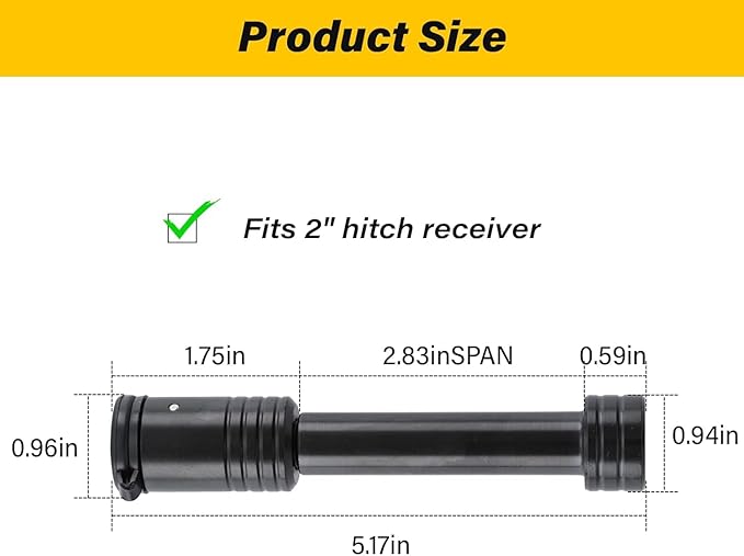 Trailer Hitch Lock, Hitch Lock with 5/8'' Dia Pin Fits 2" Receiver Tubes, for Class III IV 2 Inch Receiver, for Trailer Car Boat, KD 2 Pack