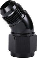 45 Degree 10AN Male to 10AN Female Swivel Full Flow Fitting Adapter Coupler Aluminum Black