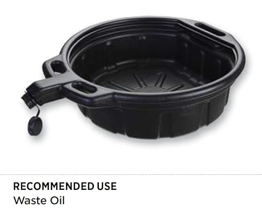 Groz 41960 4.25 Gallon Oil Drain Pan - with Spout Cap, Durable HDPE Construction, Spill-Proof Design for Auto Shops and Garages, Black Color