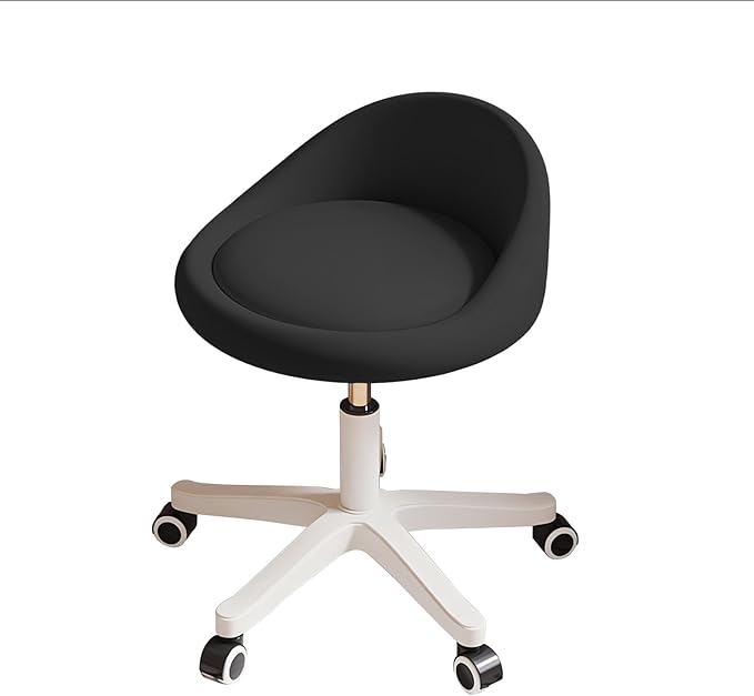 Rolling Stool Set of 3 Rolling Hydraulic Salon Stool with Low Backrest - Adjustable Swivel Chair for SPA, Shop, Salon, Massage, or Medical Office Black