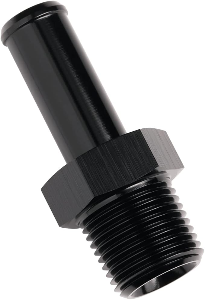 3/8 NPT Male to 1/2" Hose Barb Fitting Adapter Nipple Straight Aluminum Black