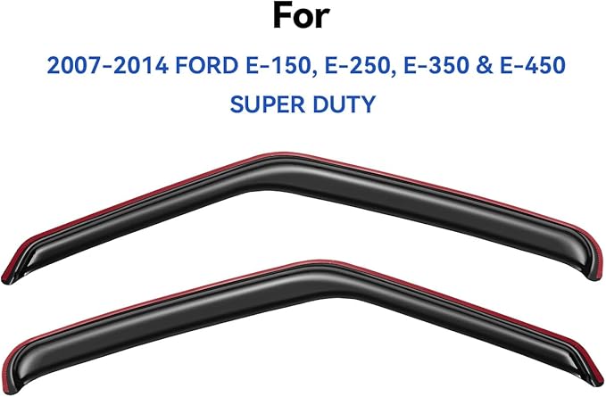in-Channel Window Visors Rain Guards Shield for 2007-2014 Ford E-150/E-250/E-350/E-450 Super Duty, Window Vent Wind Deflectors Visors Shades for 07-14 E150 E250 E350 E450