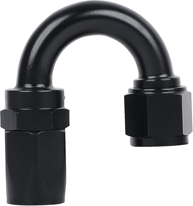 LokoCar 8AN Hose End Fitting 180 Degree Swivel For CPE Braided Hose Black 2Pcs