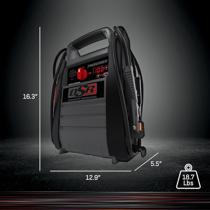Schumacher Electric DSR ProSeries Car Battery Jump Starter - 2200 Peak Amp 12V Car Starter, Jump Box & Portable Power Station - Digital Display, Heavy-Duty Clamps - DSR165