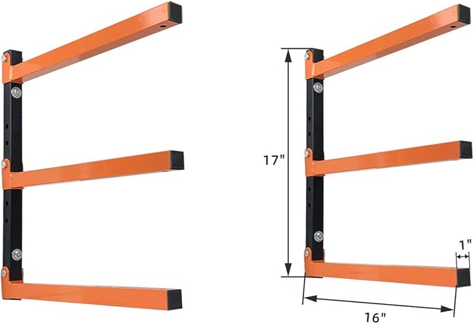 Homydom Garage Shelving Wood Rack,Lumber Storage Rack Wood Organizer Wall Mount Rack Heavy Duty Metal Saving Indoor & Outdoor Space with 3-Level, 4 Pack