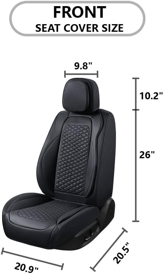 2 Packs Car Seat Covers Leather Car Seat Covers Universal Seat Covers for Car, SUV,Truck (Black)