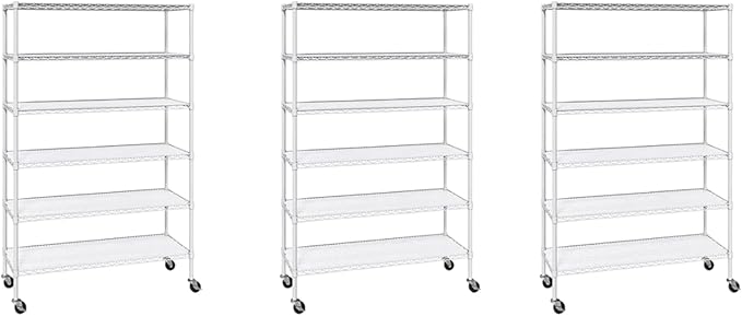 Generic Organize in Style with The Members Mark 6-Tier NSF Heavy Duty Wire Shelving, 47.75"" W x 18"" D x 75.5"" H (White, 3 PACK)