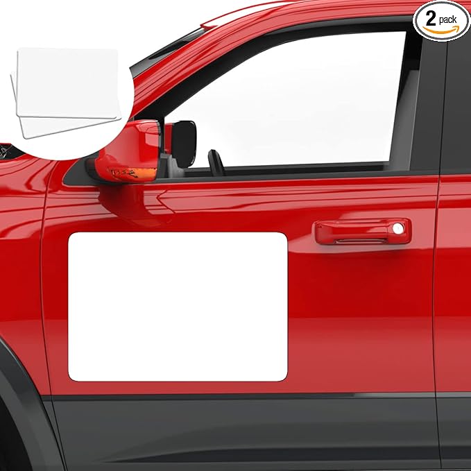 Set of 2 - Blank Car Door Magnet Sticker, Rounded Corners Magnetic Vehicle Sign, Perfect Magnet for Car to DIY Advertise Business and Cover Company Logo, Personalized Magnet Decal, White (18x12 inch)