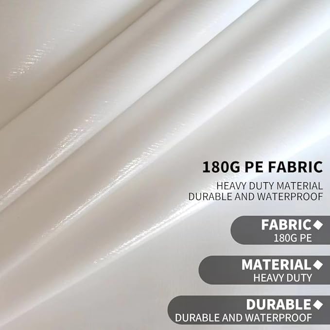 Rutile 10 x 20 FT Carport Replacement Cover, Heavy Duty Car Tarp Canopy Tent Garage Top Shelter With Fabric Leg Pole Skirts and Ball Bungees - White (Only Top Cover, Frame Not Included)