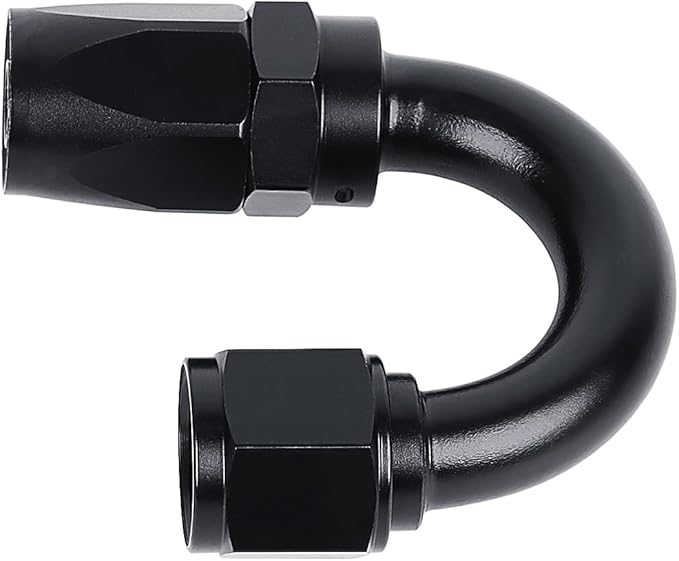 LokoCar 6AN Hose End Fitting 180 Degree Swivel For CPE Braided Hose Black 2Pcs