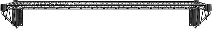 14" x 48" Black Epoxy Wire Wall Mount Shelf