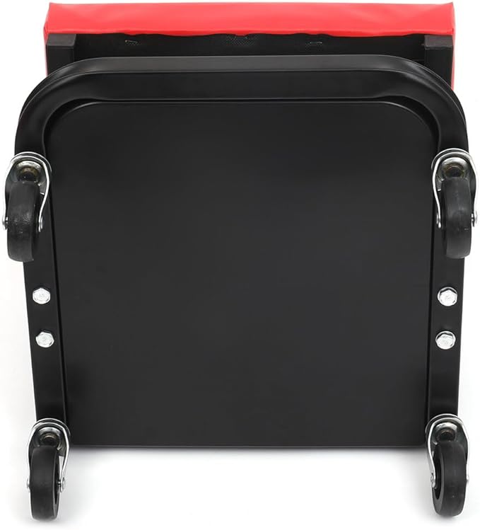 Rolling Creeper Seat with Cushioned Seat Heavy-Duty Garage Roller Seat with 4 Universal Mechanics Stool Mechanic Chair for Workshop, Garage, Auto Repair Shop