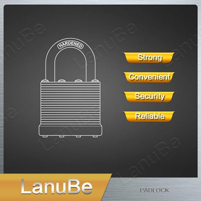 LanuBe Lock Laminated keyed Padlock (1-9/16", 40mm), keyed Alike Locks, Normal Shackle, Pack of 24
