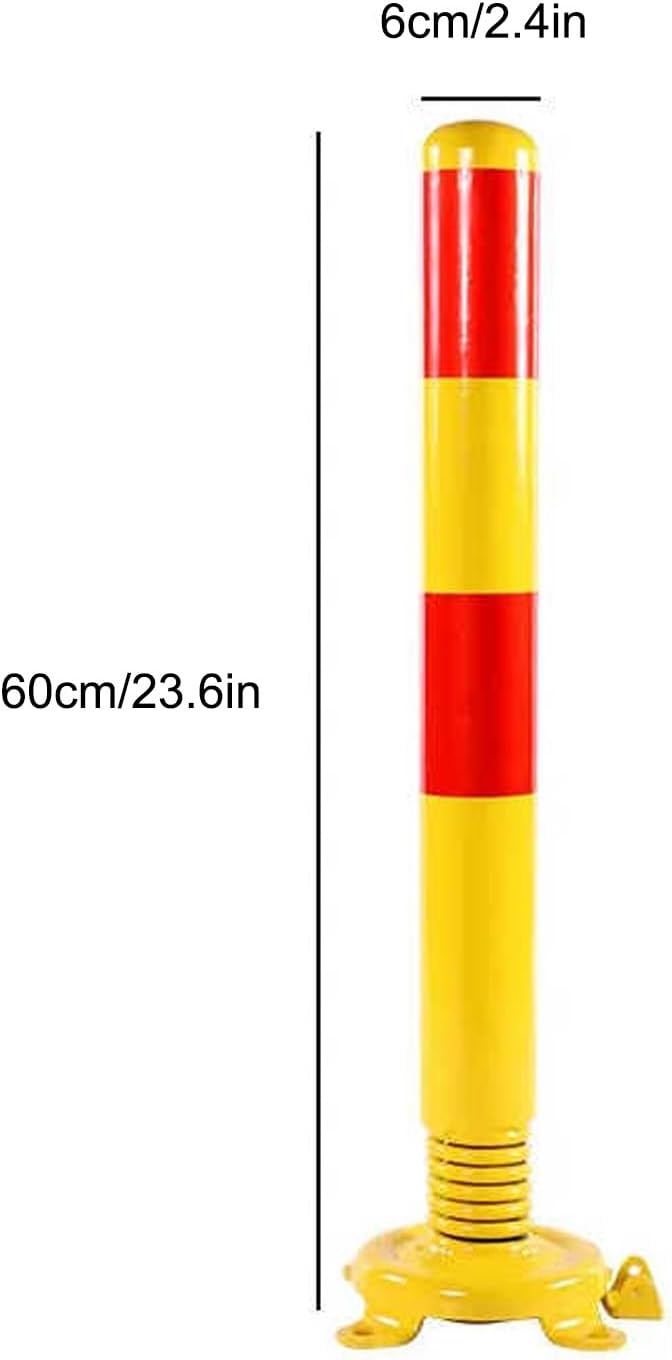 Safety Bollard Post, Spring Parking Post with Warning Stripes, Driveway Garage Security Post Barrier, Traffic Barricade Cones, for Indoor and Outdoor Parking(Yellow (4PCS))