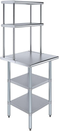 Amgood Stainless Steel Work Table with 2 Shelves | Metal Kitchen Prep Table & Shelving Combo (24" x 24" Table with 2 Shelves + 12" Overshelf)