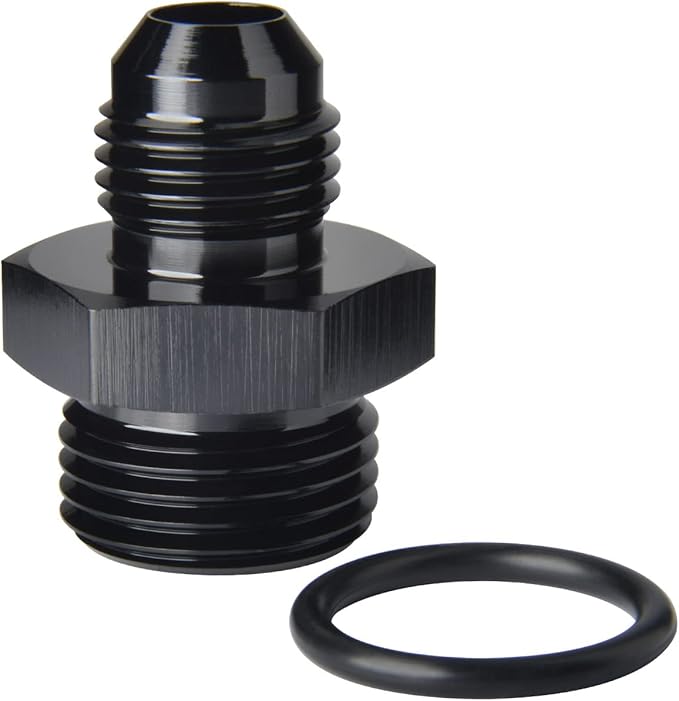 4AN Male Flare to 6AN ORB O-ring Boss Fuel Pump Rail Adapter Fitting Aluminum Black