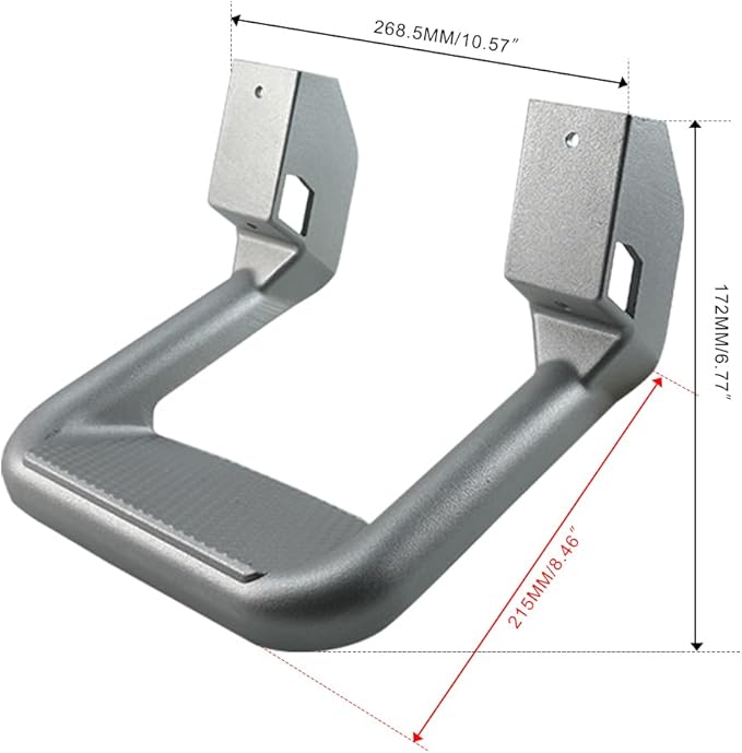 RULLINE Silver Powder Coated Truck Side Step Set - 2 Pieces (1 Pair) with Mounting Brackets - Compatible with Chevy (Chevrolet), Ford, Toyota, GMC, Dodge RAM, and Jeep Trucks