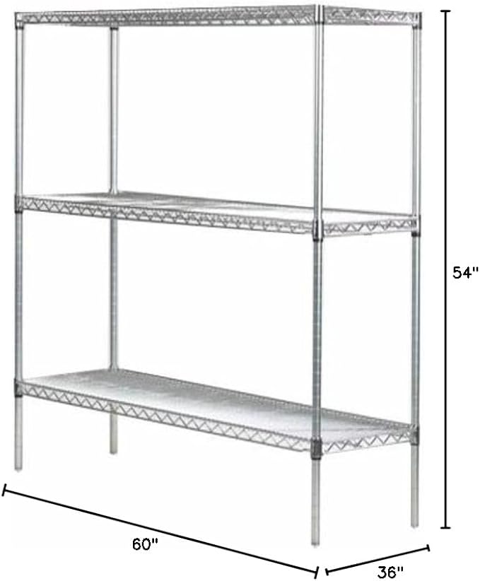 Omega 36" Deep x 60" Wide x 54" High 3 Tier Gray Starter Shelving Unit