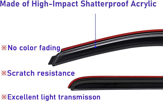 Lightronic Extra Durable Clip-on in-Channel Auto Vent Window Visor, Fits 2004-2012 Chevrolet Colorado & GMC Canyon, Crew Cab, UV Protection Rain Guard, Original Wind Deflector, Dark Smoke, 4-Pcs