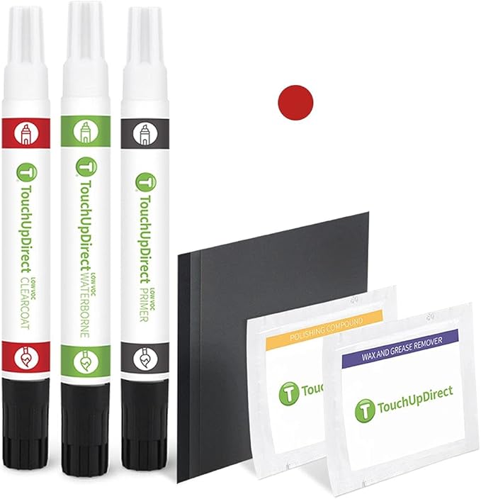 TouchUpDirect 3L5 Radiant Red Compatible with Toyota Exact Match Touch Up Paint Combo - Platinum Kit