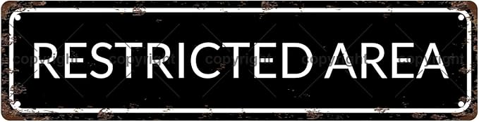 RESTRICTED AREA Space Vintage Metal Tin Street Sign Bar Cafe Garage Cave Home Room Wall Bathroom Farmhouse Garden Porch Patio Decor, 16 x 4 Inch