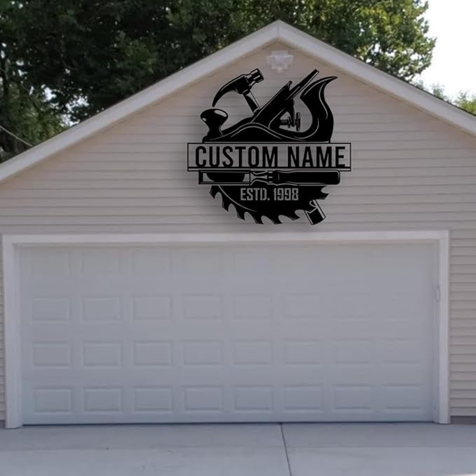 Personalized Dad's Garage Metal Sign - Papa's Workshop Sign for Dad Mechanic - Custom Name for Men, Boyfriend, Fathers Day