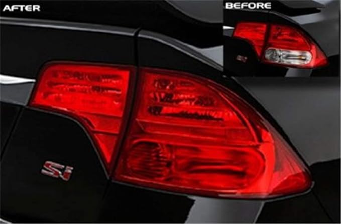12 by 48 Inches Self Adhesive Headlight, Tail Lights, Fog Lights Tint Vinyl Film with Knife and Hand Tool (Red)