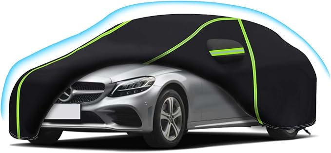 Car Cover for 2008-2024 Mercedes Benz C-Class C300 C350 C400 C450 C63 AMG,PEVA Full Car Cover –Adding Cotton Protection, All-Weather UV, Dust, Snow Protection with Door Zipper