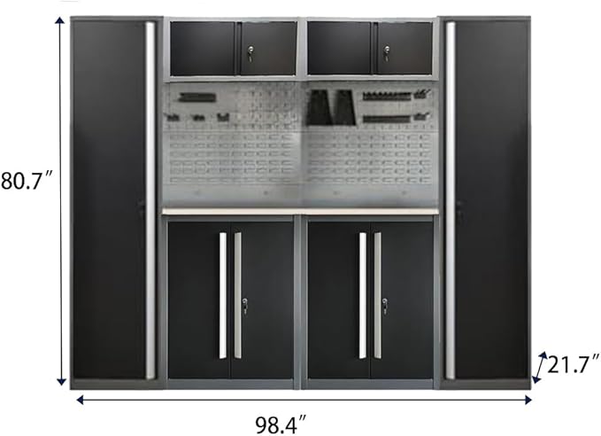JZD Metal Garage Cabinet Set, Heavy Duty, Tool Cabinets with Drawers, for Workshop Utility Room, No Wall Mounting Needed