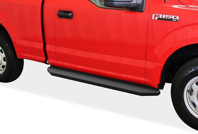 APS Black Stainless Steel Running Boards Style Compatible with Ford F150 2015-2025 Regular Cab & F-250 F-350 Super Duty 2017-2025 (Side Steps Side Bars) 6in Wide