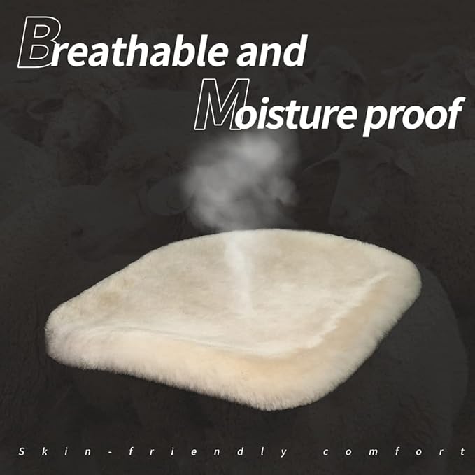 LLB Genuine Sheepskin Car Seat Cushion Seat Covers for Cars Trucks SUV Comfort Seat Protector Pad for Car Driver Seat Car Accessories for Women Office Chair Car Decor (Black Front Seat Cushions-2 Pcs)