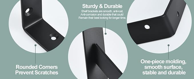 12 Pack L22 x H 12" Black Heavy Duty Shelf Brackets with Screws Metal Shelf Brackets Shelf Support Angle Brackets for Shelves L Brackets Heavy Duty Floating Shelf