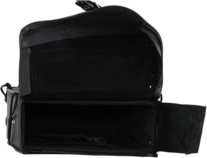 GARGOYLE BELLS Motorcycle Saddle Bags Genuine Leather Motorcycle Luggage Bag For Softails Sportsters and Choppers (No Stud, Black, 13”x13“x10”)