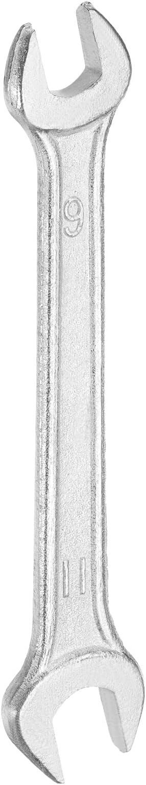 HARFINGTON Double Open End Wrench 9mm x 11mm Metric 15 Degree Offset Angle Small Flat Head Wrench Galvanizing Open Ended Spanner for Automotive Repair Furniture Assembly