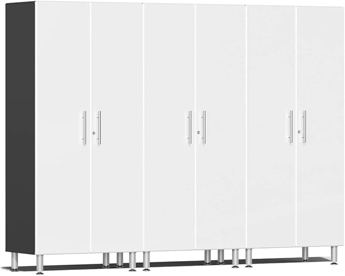 Ulti-MATE UG22630W 3-Piece Tall Garage Cabinet Kit in Starfire White Metallic
