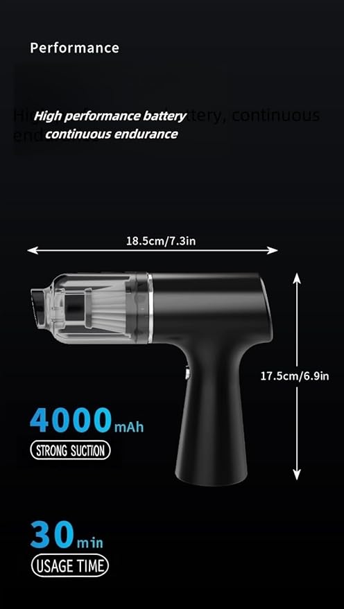 Car Vacuum Cleaner, Handheld Vacuum, Suction/Blowing/Filling 4-in-1, 4000PA/6000PA/12000PA, Large Capacity, Portable Rechargeable (4000PA)
