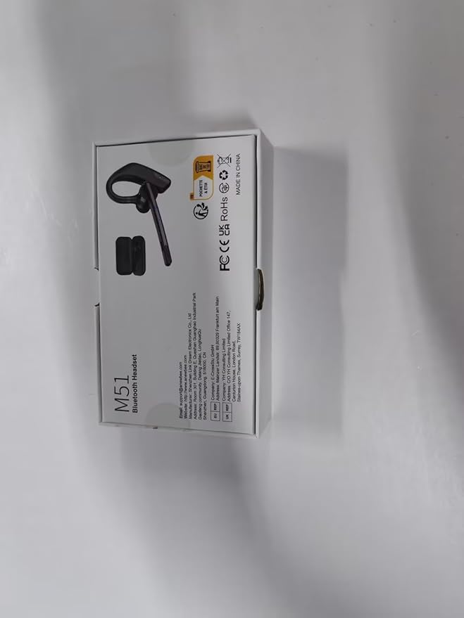 New bee Bluetooth Headset, Wireless Bluetooth Earpiece for Cellphone with 500mah Charging Case 80h Playtime V5.2 Dual Mic Noise Cancelling Hands-Free Earphones for Office Driver