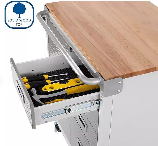 Heavy Duty Rolling Storage Cabinet with Wheels and Drawers, Workstation for Garage, Office, Workshop, 1 Door, 4 Drawer (28" W x 25" D x 34.5" H), Granite