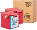 Bulk 16" x 16" All Purpose Microfiber Towels Wholesale - Case Quantity (200 Count) | Large | No Fraying | High Density Microfiber | Zero Chemical Cleaner | Long-Lasting (Red)