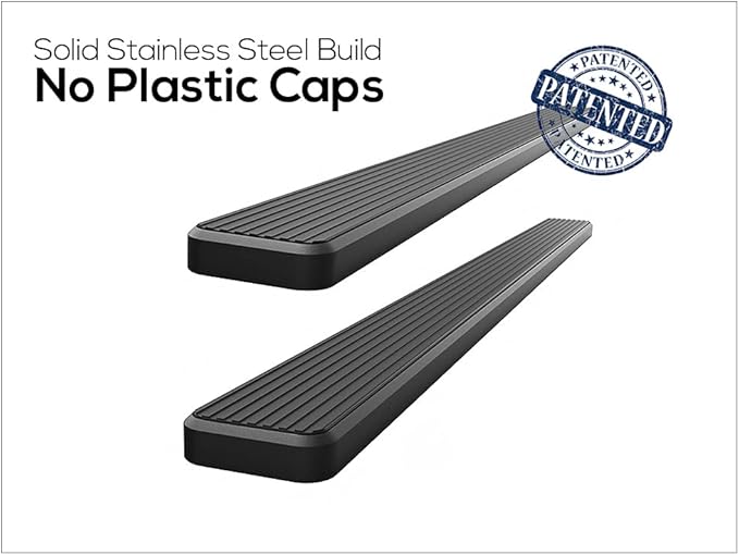APS Wheel to Wheel Running Boards 5in Compatible with Ford F150 2015-2025 Regular Cab 6.5ft Bed & F-250 F-350 Super Duty 2017-2025 (Nerf Bars Side Steps Side Bars)