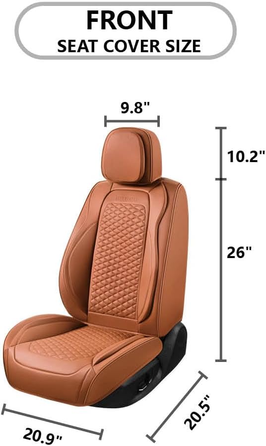 2 Packs Car Seat Covers Leather Car Seat Covers Universal Seat Covers for Car, SUV,Truck (Brown)