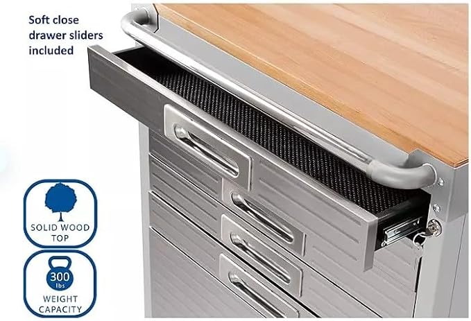 Heavy Duty Rolling Storage Cabinet with Wheels and Drawers, Workstation for Garage, Office, Workshop, 6 Drawer (28" W x 25" D x 34.5" H), Granite