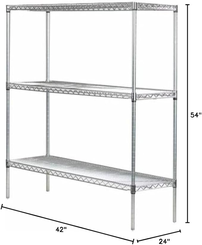 Omega 24" Deep x 42" Wide x 54" High 3 Tier Chrome Starter Shelving Unit