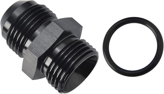 10AN Male Flare to 10AN ORB O-ring Boss Fuel Pump Rail Adapter Fitting Aluminum Black