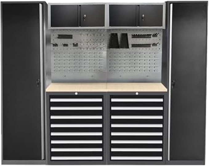 Steel Garage Storage Cabinet System, Tool Cabinets with Drawers, for Workshop Auto Repair Shop, Wall Mounting Not Necessary
