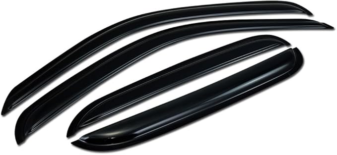 4Pcs Dark Smoke Tint Front Rear Window Deflector Sun/Rain/Wind Guards Shade Smoke Window Visors 2001-2004 Compatible with Toyota Tacoma Double/Crew Cab