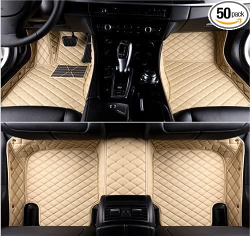 TAHALICustom Colors Car Floor Mats Black Pink for 99.9% Sedan SUV Sports， All-Weather Liners Car Floor mat，Luxury Leather Automotive Floor Mats (Beige-,3D Floor Mats)