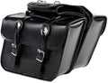GARGOYLE BELLS Motorcycle Saddle Bags Leather Motorcycle Luggage Bag with Gun Holsters For Softails Sportsters and Choppers Tool Bags For Motorcycle (Black PVC, 14" x 8" x 11")